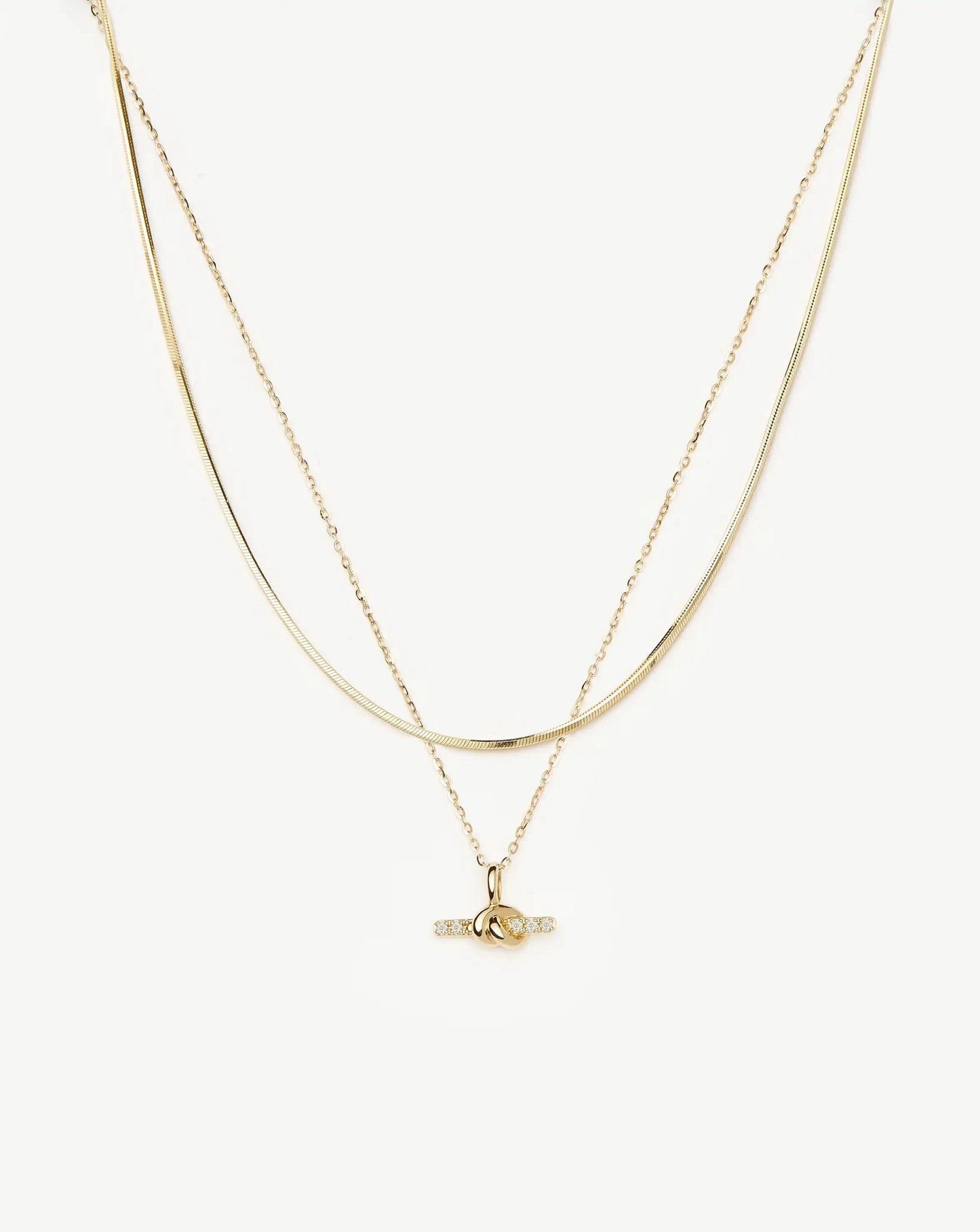 Lucy Williams Fine Diamond T-Bar & Square Snake Necklace Set | 14ct Yellow Gold Necklaces Missoma 