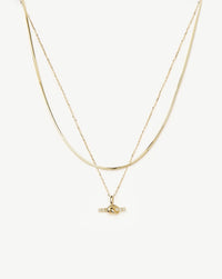 Lucy Williams Fine Diamond T-Bar & Square Snake Necklace Set | 14ct Yellow Gold Necklaces Missoma 