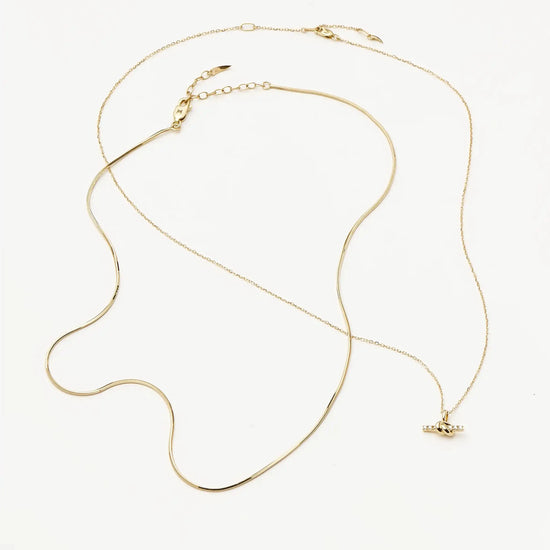 Lucy Williams Fine Diamond T-Bar & Square Snake Necklace Set | 14ct Yellow Gold Necklaces Missoma 