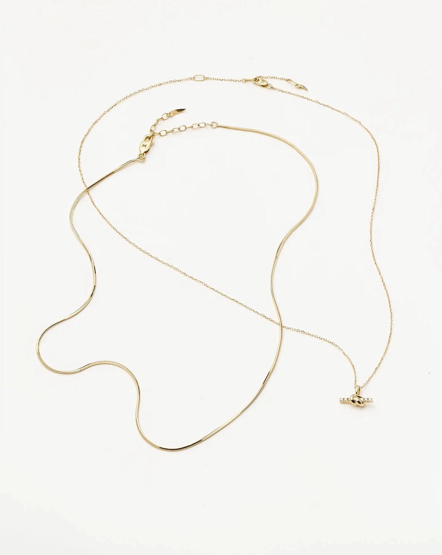 Lucy Williams Fine Diamond T-Bar & Square Snake Necklace Set | 14ct Yellow Gold Necklaces Missoma 