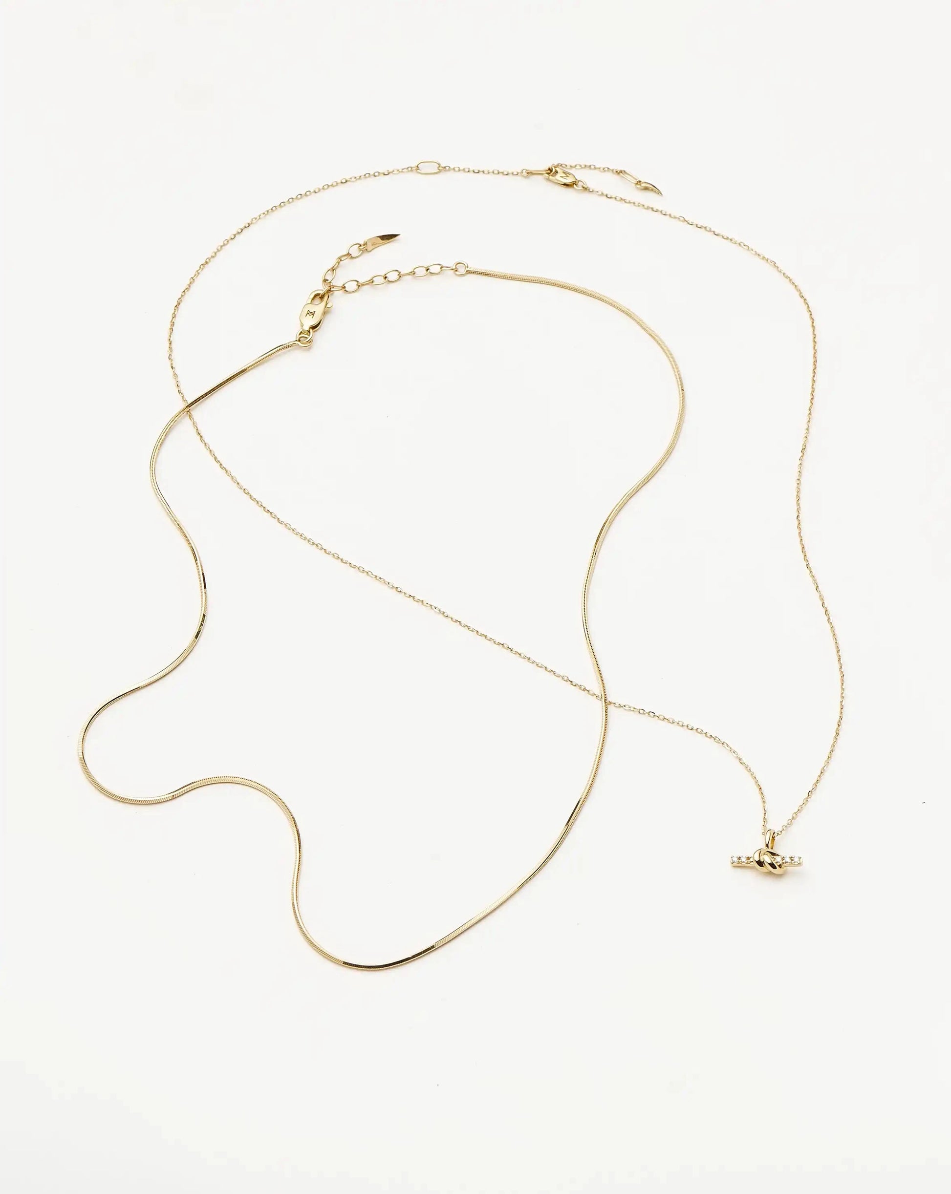 Lucy Williams Fine Diamond T-Bar & Square Snake Necklace Set | 14ct Yellow Gold Necklaces Missoma 