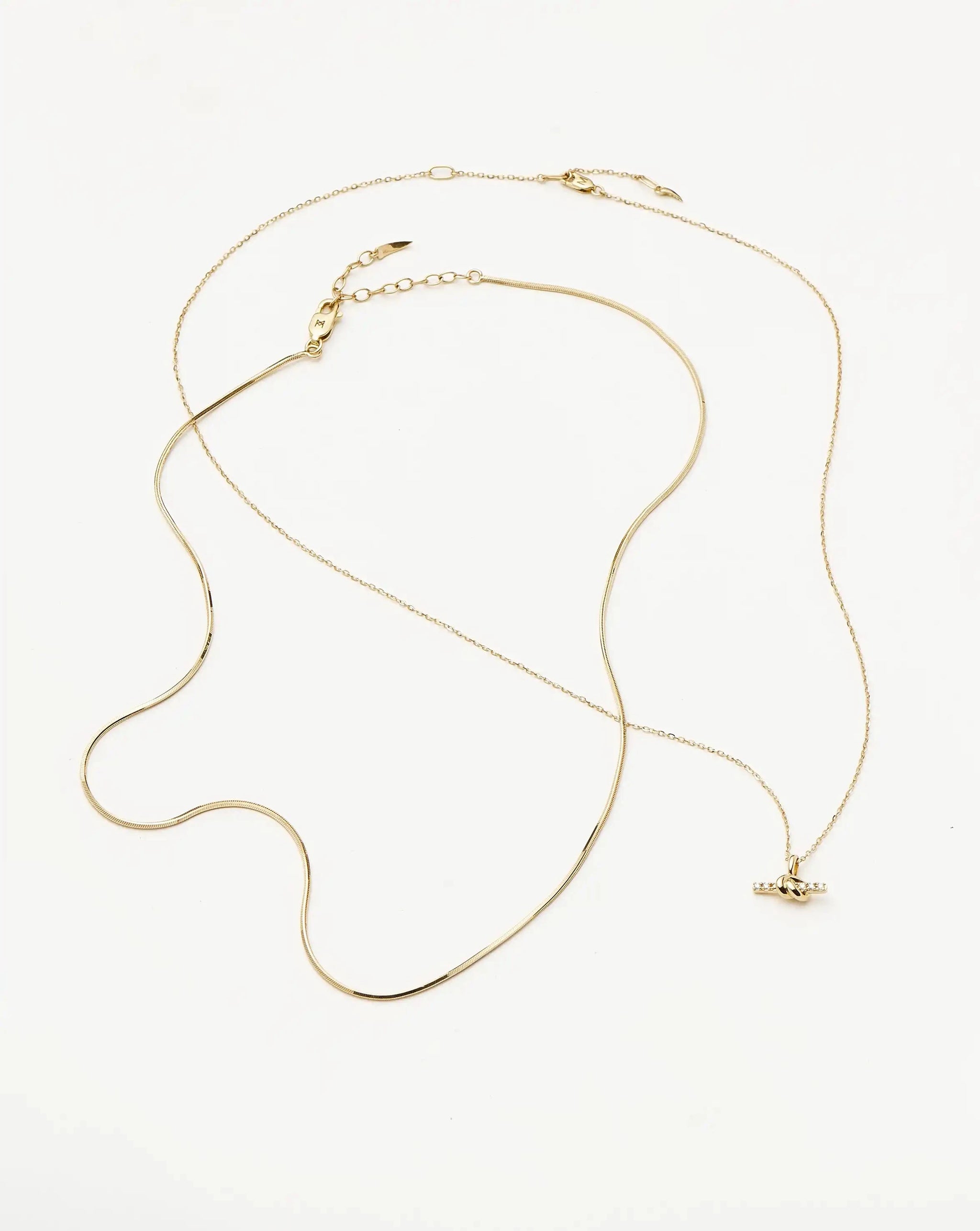 Lucy Williams Fine Diamond T-Bar & Square Snake Necklace Set | 14ct Yellow Gold Necklaces Missoma 