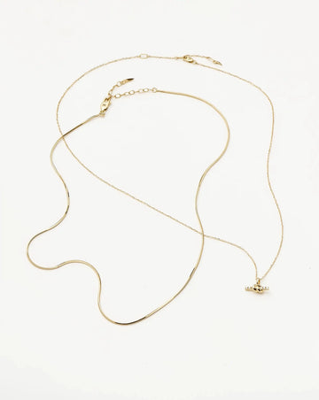Lucy Williams Fine Diamond T-Bar & Square Snake Necklace Set | 14ct Yellow Gold Necklaces Missoma 