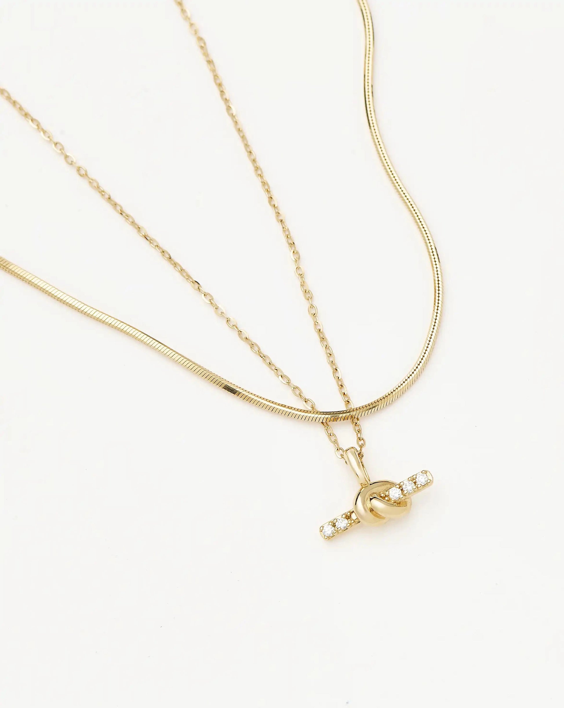 Lucy Williams Fine Diamond T-Bar & Square Snake Necklace Set | 14ct Yellow Gold Necklaces Missoma 