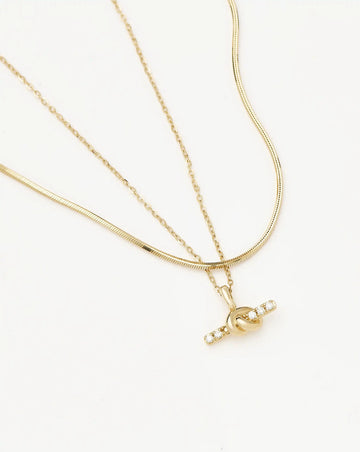 Lucy Williams Fine Diamond T-Bar & Square Snake Necklace Set | 14ct Yellow Gold Necklaces Missoma 
