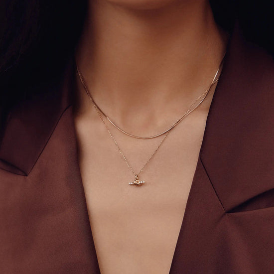 Lucy Williams Fine Diamond T-Bar & Square Snake Necklace Set | 14ct Yellow Gold Necklaces Missoma 