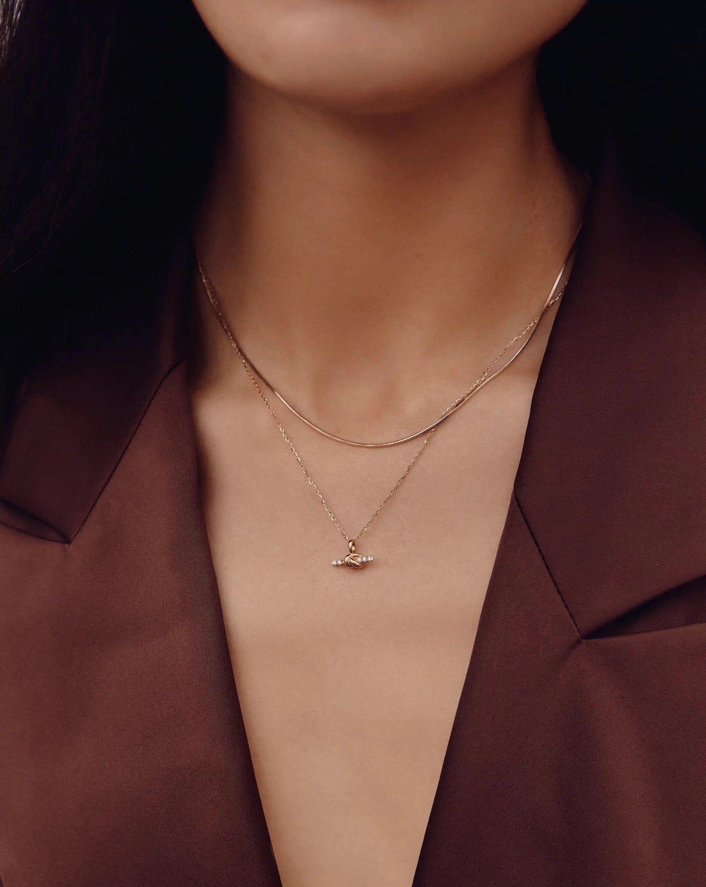 Lucy Williams Fine Diamond T-Bar & Square Snake Necklace Set | 14ct Yellow Gold Necklaces Missoma 