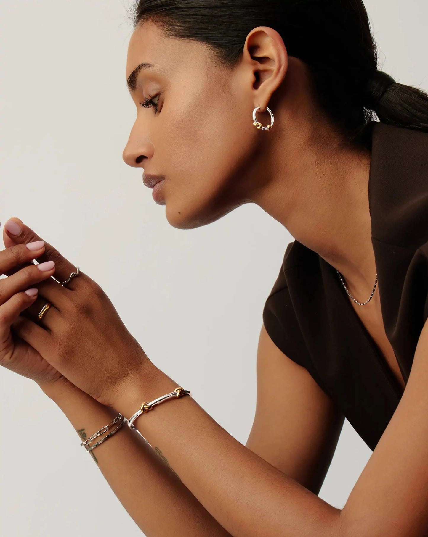 Lucy Williams Knot Hinged Bangle & Hoops Set | Mixed Metal Layering Sets Missoma 