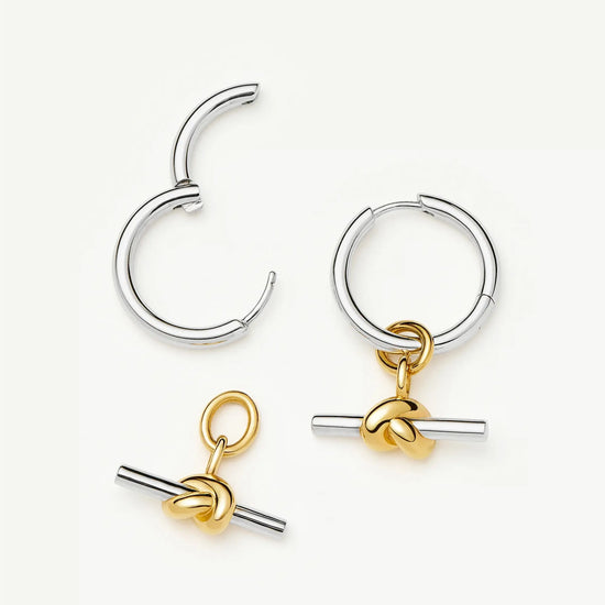 Lucy Williams Knot T-Bar Charm Hoop Earrings | Mixed Metal Earrings Missoma 