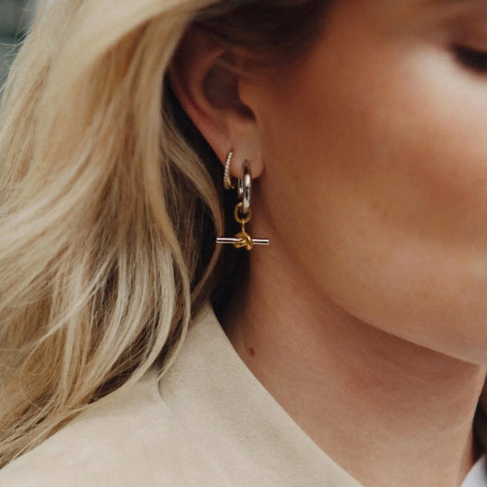 Lucy Williams Knot T-Bar Charm Hoop Earrings | Mixed Metal Earrings Missoma 