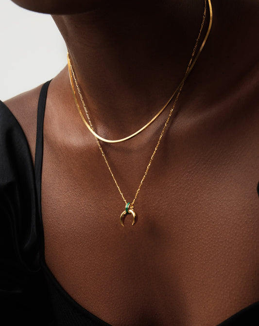 Lucy Williams Malachite Horn Pendant Necklace | 18ct Gold Vermeil/Malachite Necklaces Missoma 