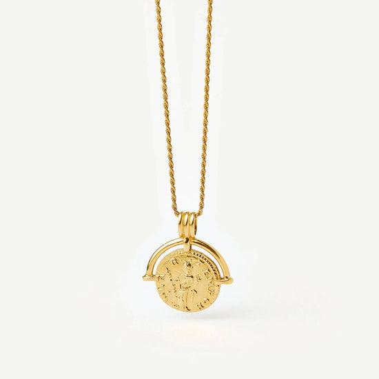 Lucy Williams Medium Engravable Roman Arc Coin Necklace | 18ct Gold Plated Necklaces Missoma 