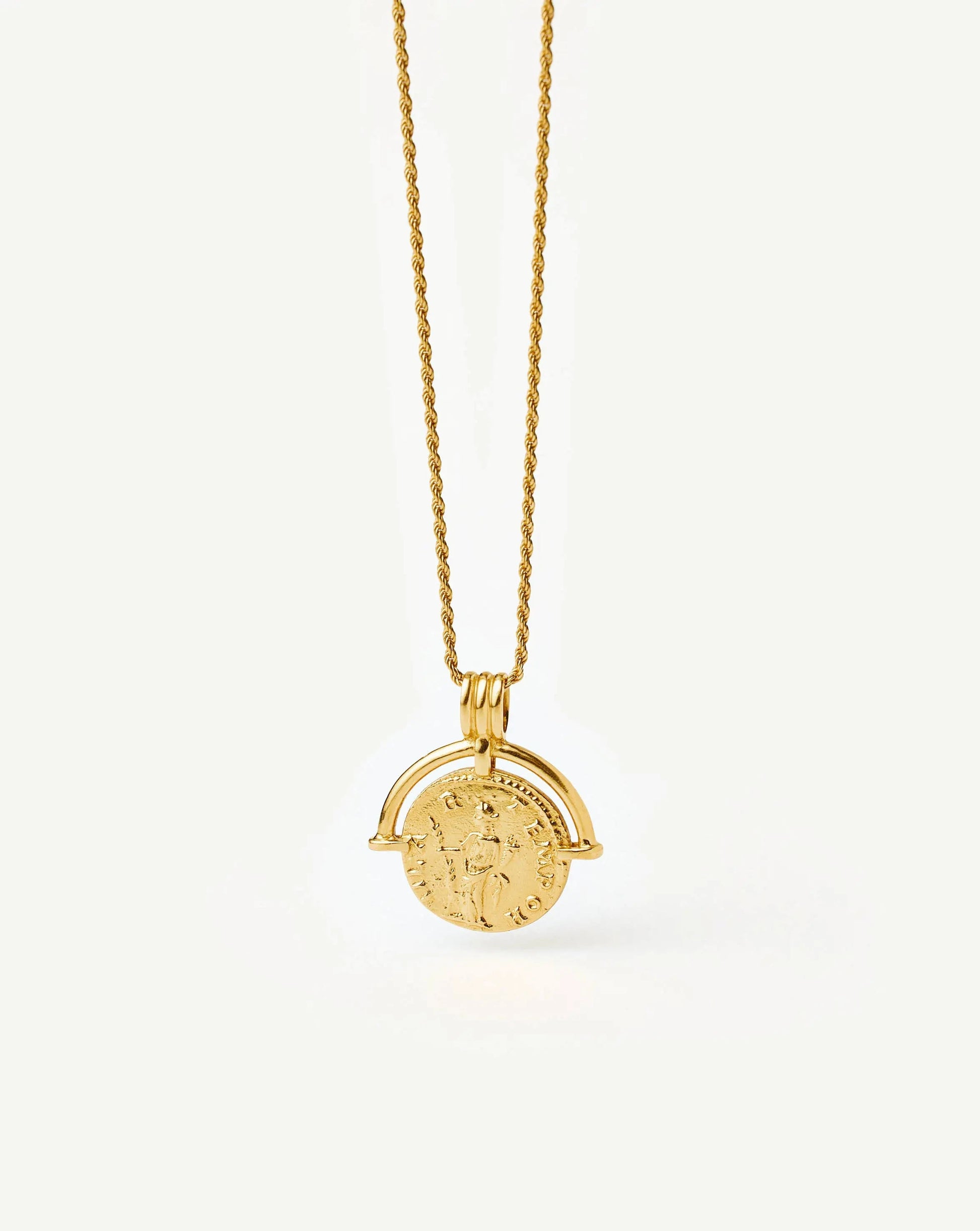 Lucy Williams Medium Engravable Roman Arc Coin Necklace | 18ct Gold Plated Necklaces Missoma 