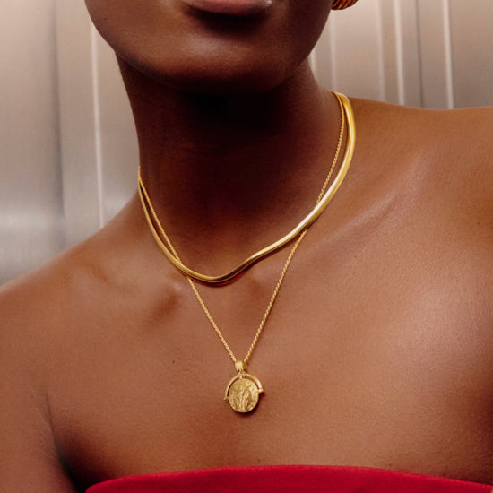 Lucy Williams Medium Engravable Roman Arc Coin Necklace | 18ct Gold Plated Necklaces Missoma 