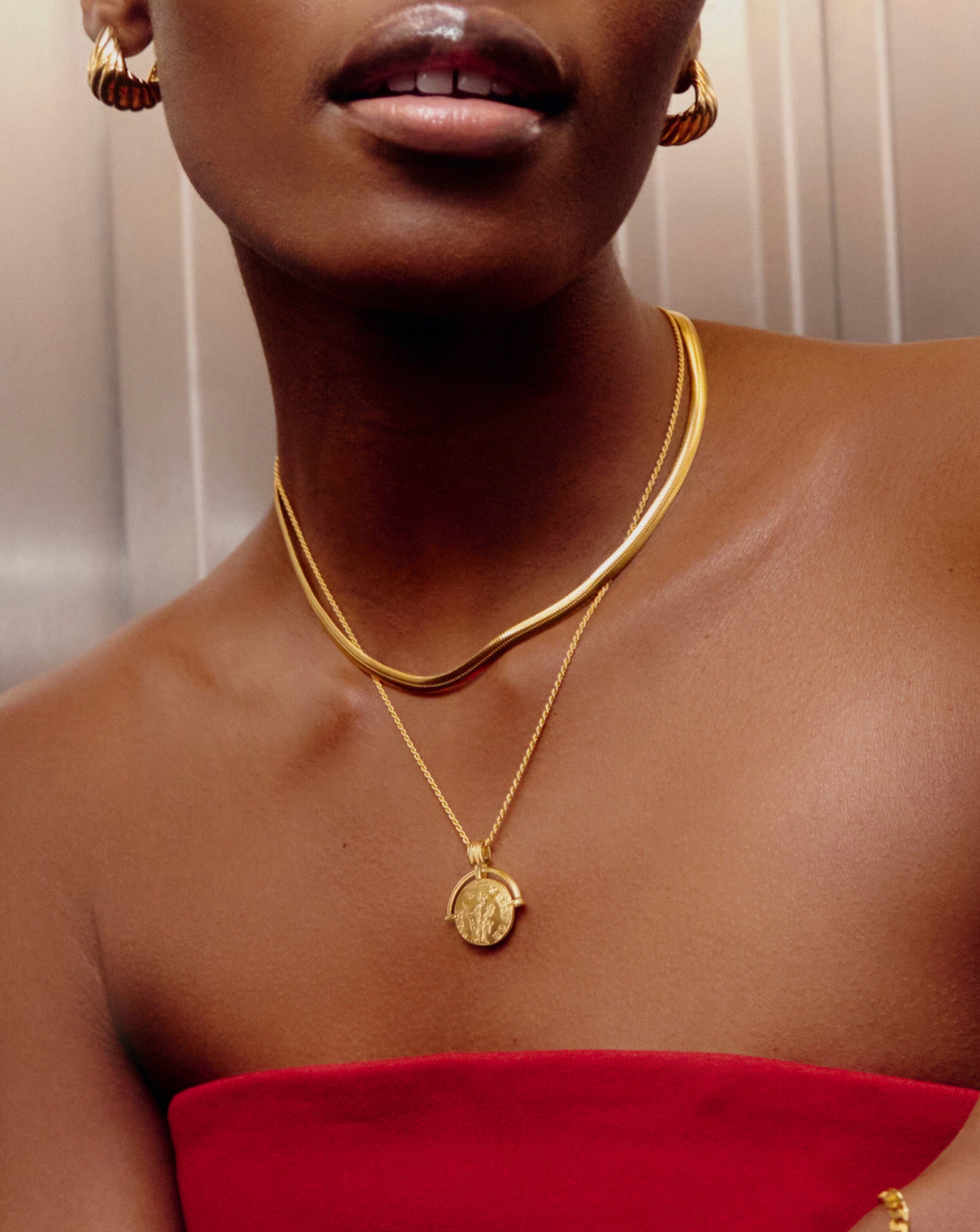 Missoma UK - 20% Off Everything This Weekend 2 Lucy Williams Medium Engravable Roman Arc Coin Necklace | 18ct Gold Plated Necklaces Missoma