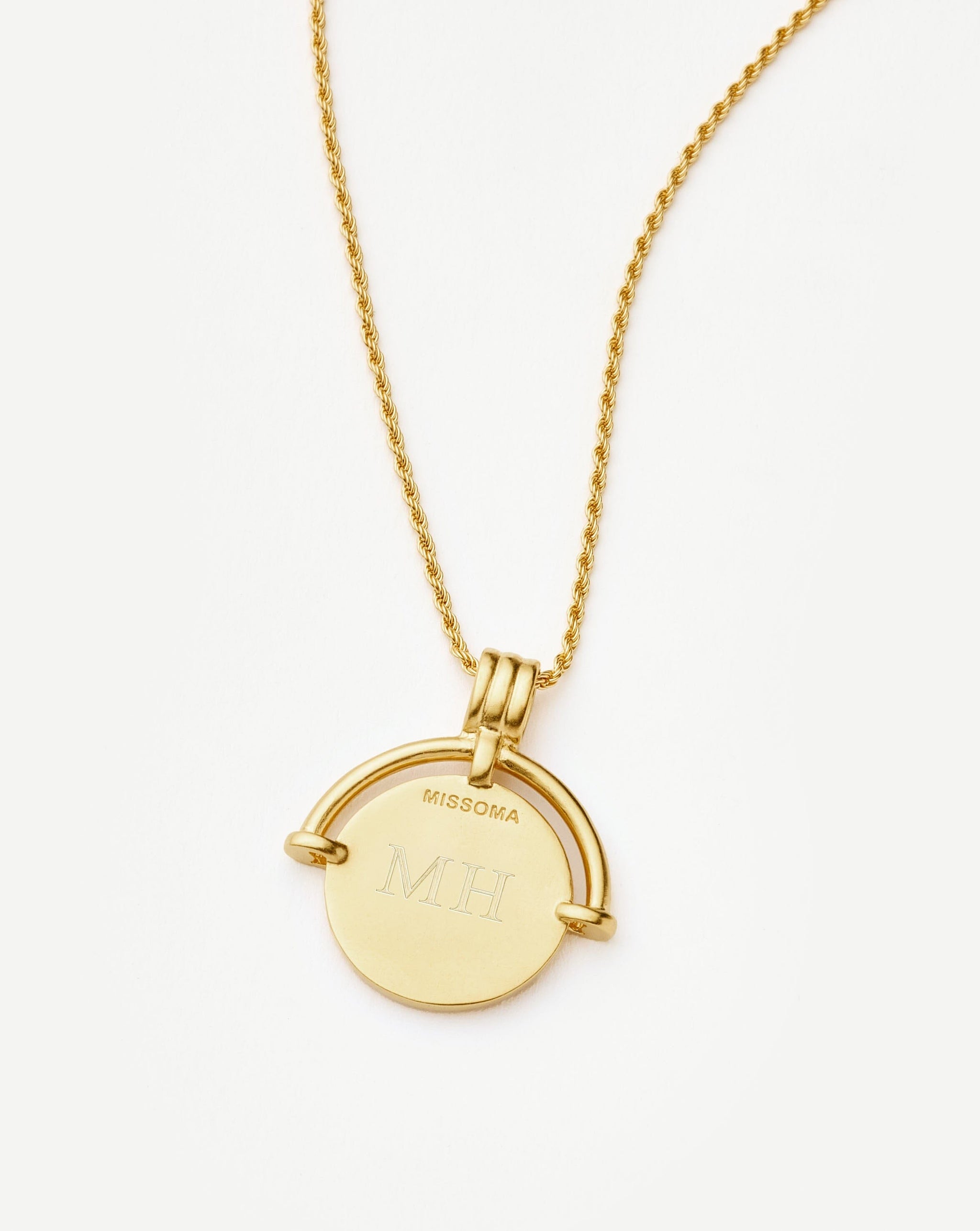 Lucy Williams Medium Engravable Roman Arc Coin Necklace | 18ct Gold Plated Necklaces Missoma 