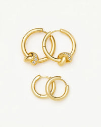 Lucy Williams Pavé Knot & Classic Tunnel Earrings Set | 18ct Gold Plated/18ct Gold Vermeil Earrings Missoma 