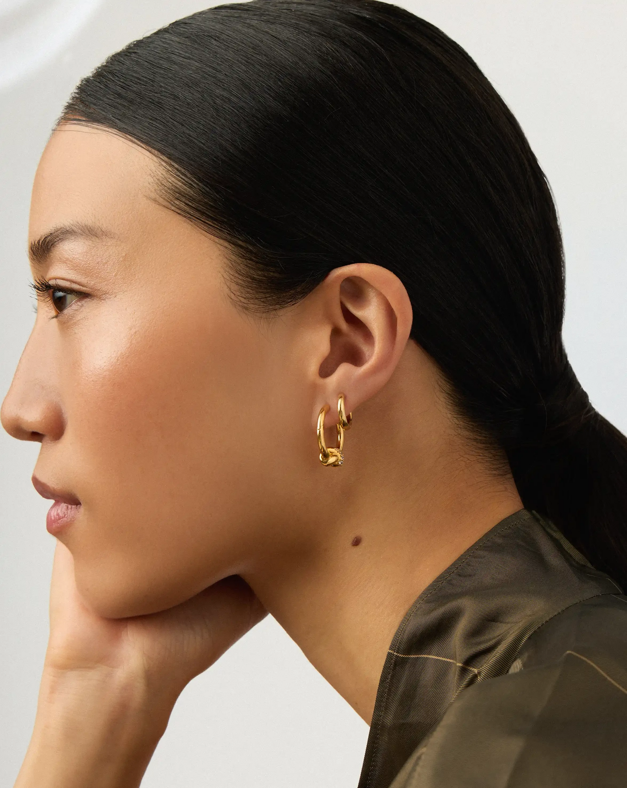 Lucy Williams Pavé Knot & Classic Tunnel Earrings Set | 18ct Gold Plated/18ct Gold Vermeil Earrings Missoma 