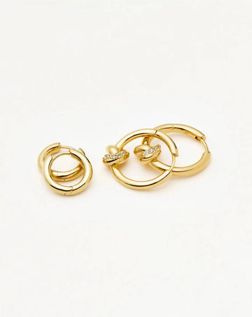 Lucy Williams Pavé Knot & Classic Tunnel Earrings Set | 18ct Gold Plated/18ct Gold Vermeil Earrings Missoma 