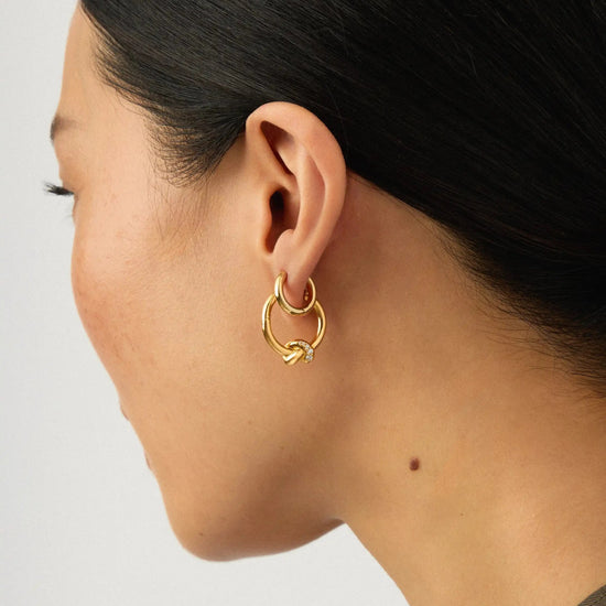 Lucy Williams Pavé Knot & Classic Tunnel Earrings Set | 18ct Gold Plated/18ct Gold Vermeil Earrings Missoma 