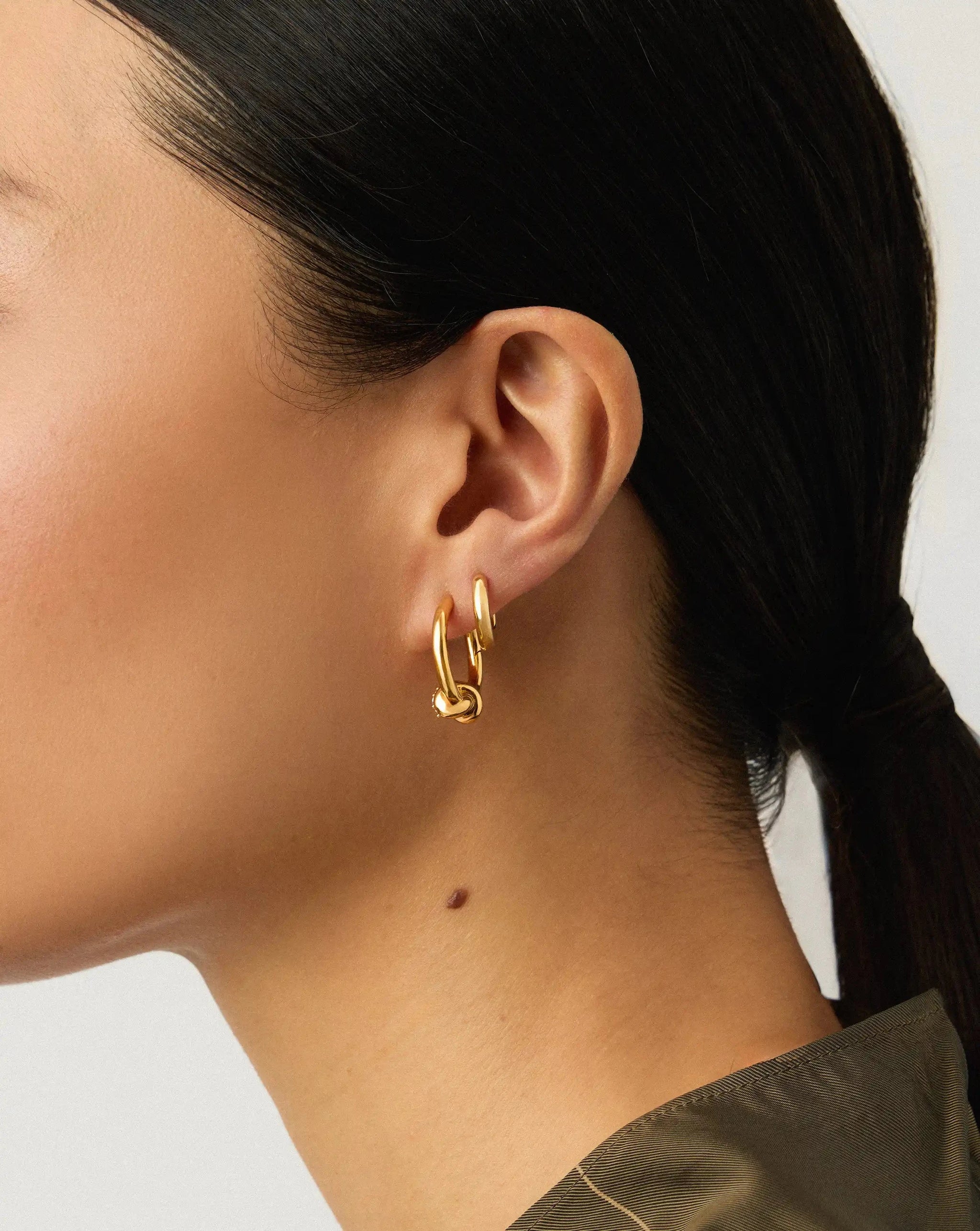 Lucy Williams Pavé Knot & Classic Tunnel Earrings Set | 18ct Gold Plated/18ct Gold Vermeil Earrings Missoma 