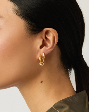 Lucy Williams Pavé Knot & Classic Tunnel Earrings Set | 18ct Gold Plated/18ct Gold Vermeil Earrings Missoma 