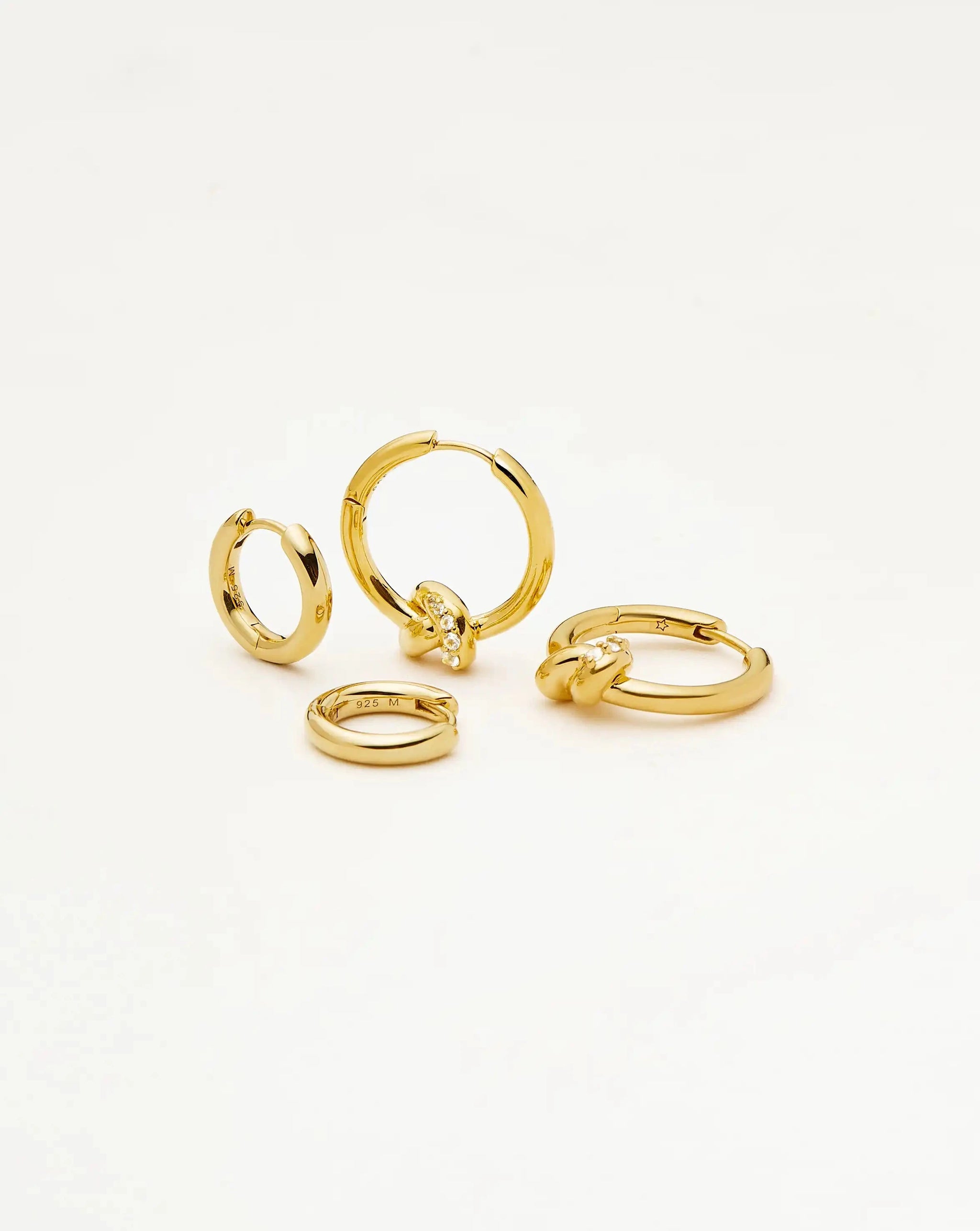 Lucy Williams Pavé Knot & Classic Tunnel Earrings Set | 18ct Gold Plated/18ct Gold Vermeil Earrings Missoma 