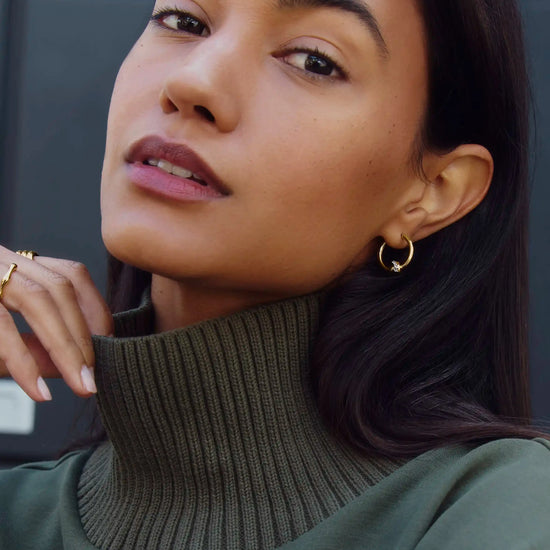 Lucy Williams Pavé Knot Small Hoop Earrings | 18ct Gold Plated Earrings Missoma 