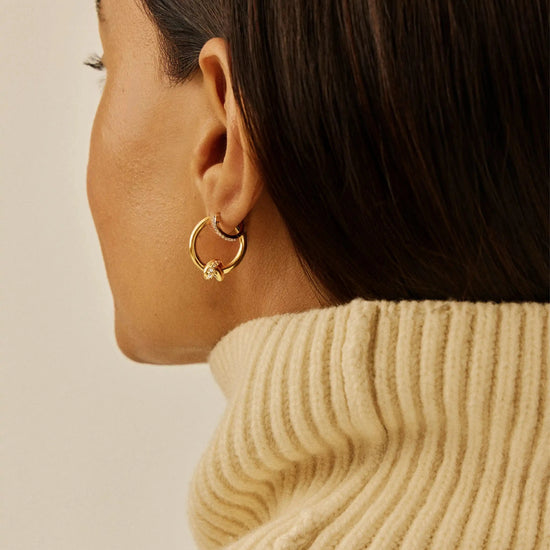 Lucy Williams Pavé Knot Small Hoop Earrings | 18ct Gold Plated Earrings Missoma 