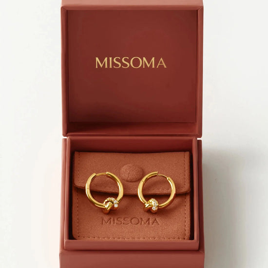 Lucy Williams Pavé Knot Small Hoop Earrings | 18ct Gold Plated Earrings Missoma 