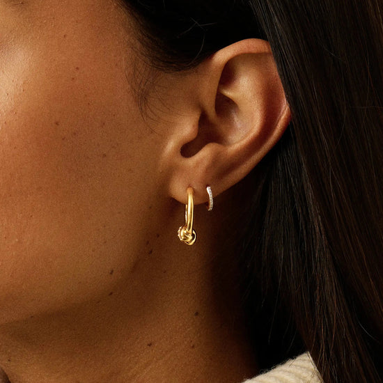 Lucy Williams Pavé Knot Small Hoop Earrings | 18ct Gold Plated Earrings Missoma 