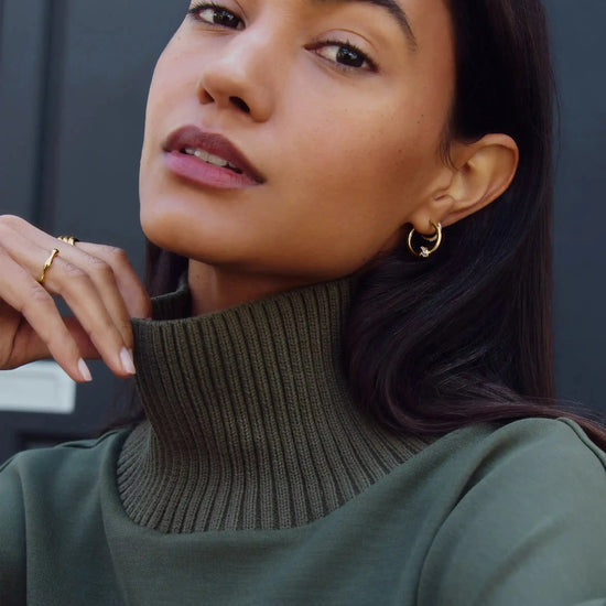 Lucy Williams Pavé Knot Small Hoop Earrings | 18ct Gold Plated Earrings Missoma 