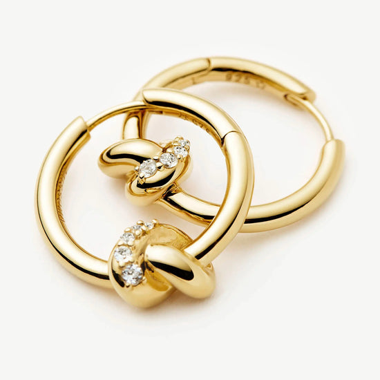 Lucy Williams Pavé Knot Small Hoop Earrings | 18ct Gold Plated Earrings Missoma 