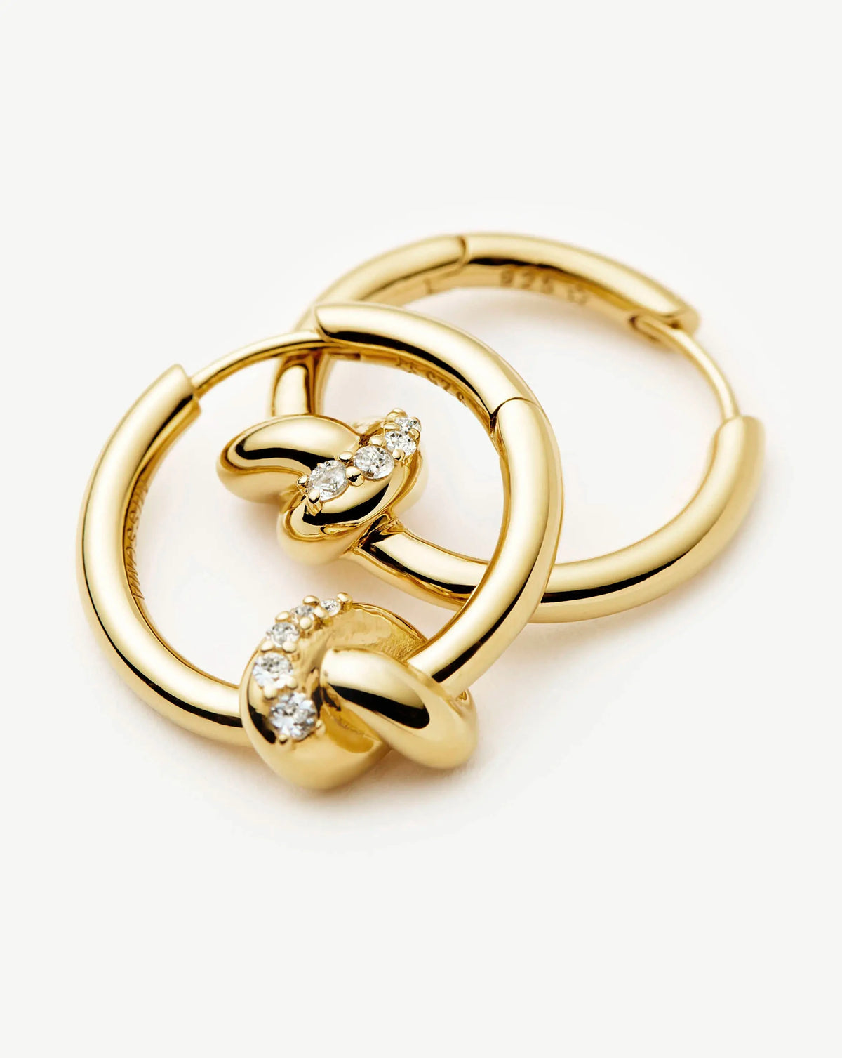 Lucy Williams Pavé Knot Small Hoop Earrings | 18ct Gold Plated Earrings Missoma 