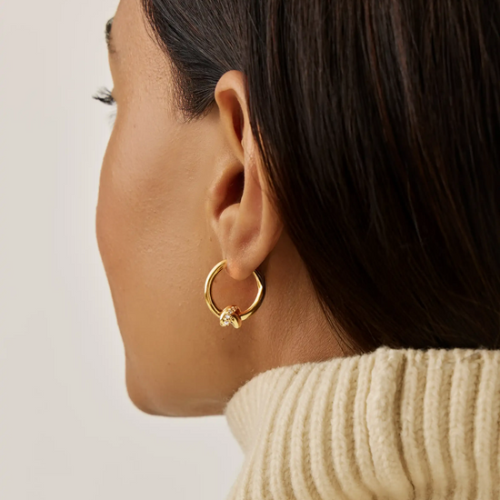 Lucy Williams Pavé Knot Small Hoop Earrings | 18ct Gold Plated Earrings Missoma 
