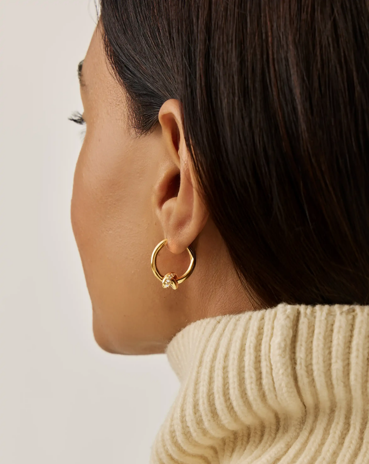 Lucy Williams Pavé Knot Small Hoop Earrings | 18ct Gold Plated Earrings Missoma 