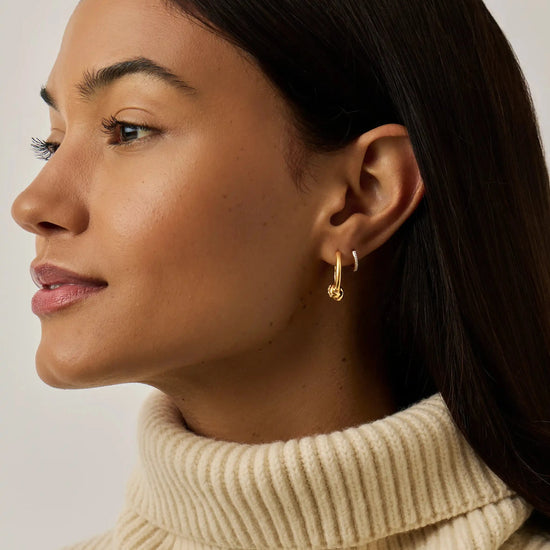 Lucy Williams Pavé Knot Small Hoop Earrings | 18ct Gold Plated Earrings Missoma 