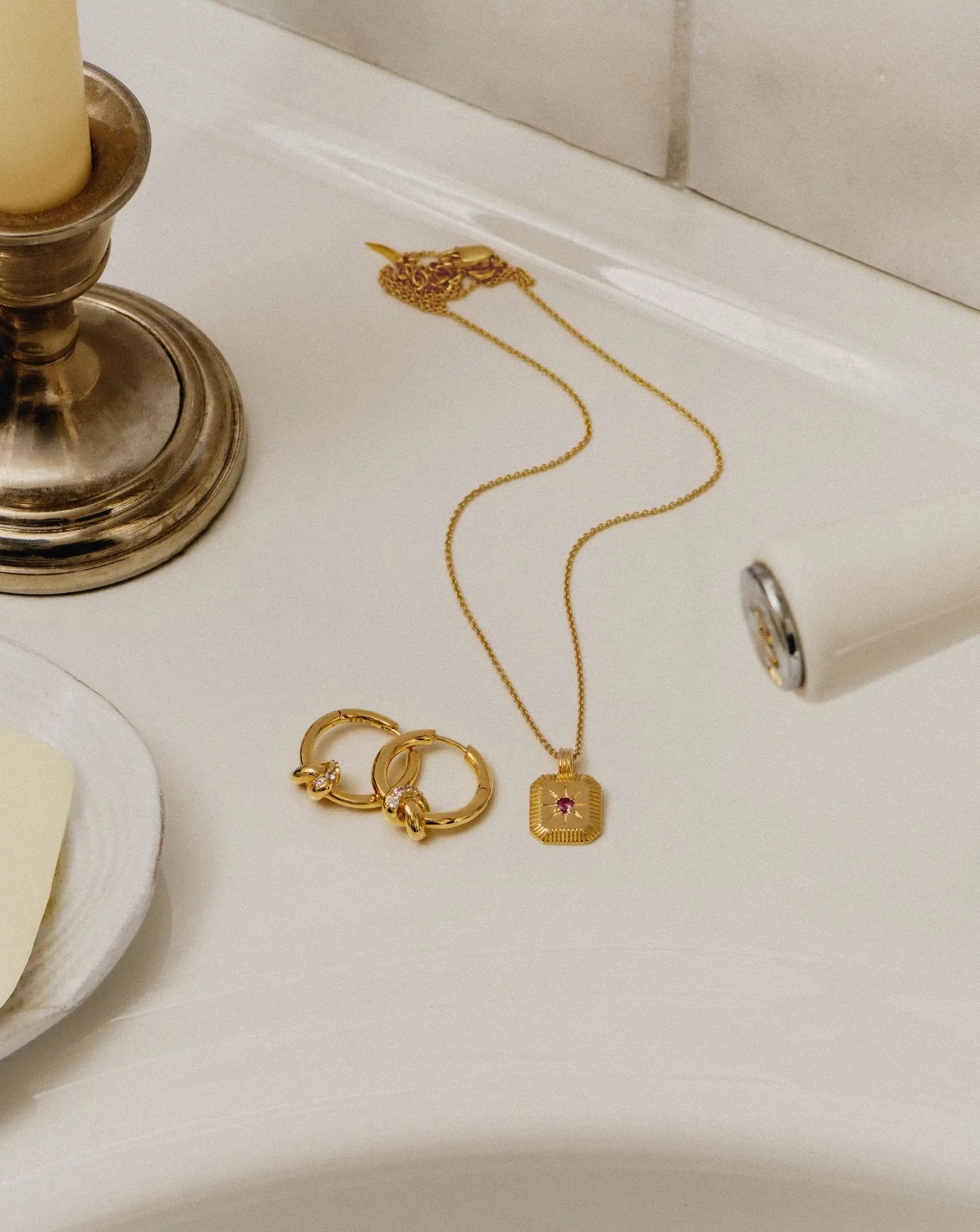 Lucy Williams Pavé Knot Small Hoop Earrings | 18ct Gold Plated Earrings Missoma 