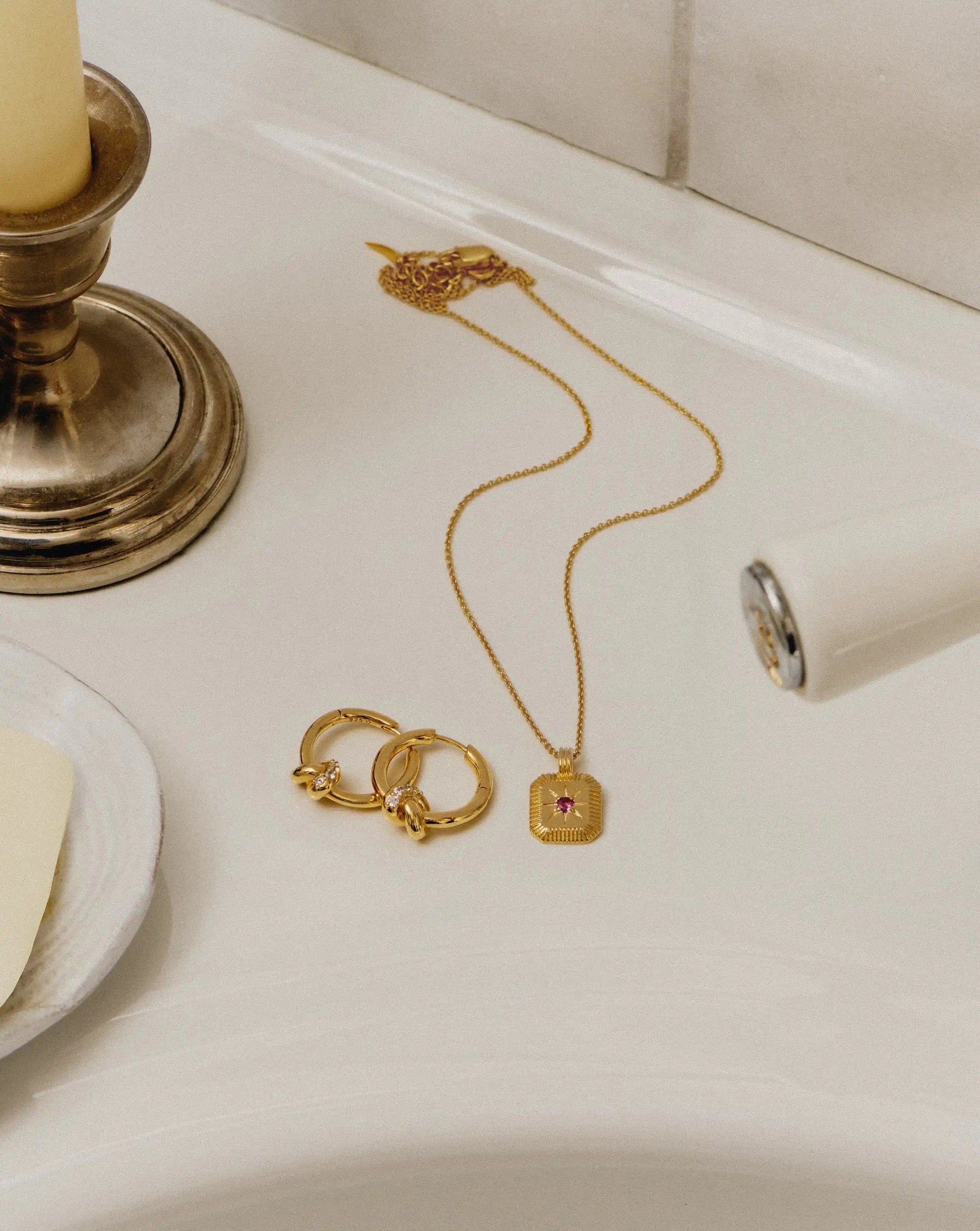 Lucy Williams Pavé Knot Small Hoop Earrings | 18ct Gold Plated Earrings Missoma 