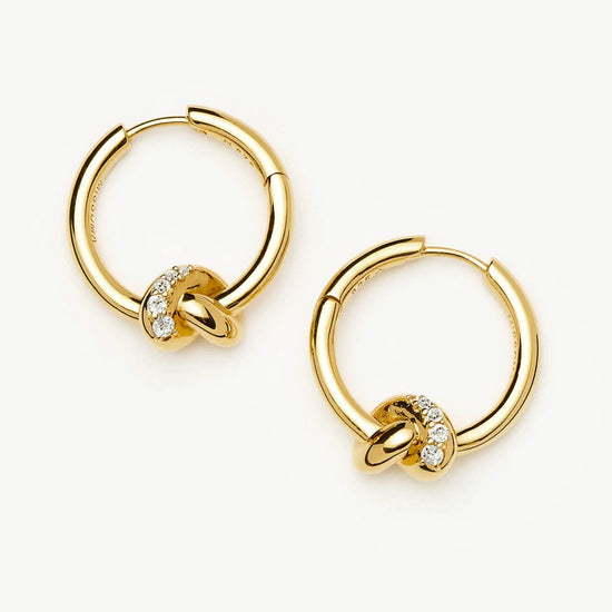 Lucy Williams Pavé Knot Small Hoop Earrings | 18ct Gold Plated Earrings Missoma 
