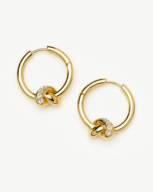 Lucy Williams Pavé Knot Small Hoop Earrings | 18ct Gold Plated Earrings Missoma 