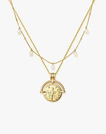 Lucy Williams Roman Arc & Pearl Necklace Set | 18ct Gold Vermeil-18ct Gold Plated/Pearl Necklaces Missoma 