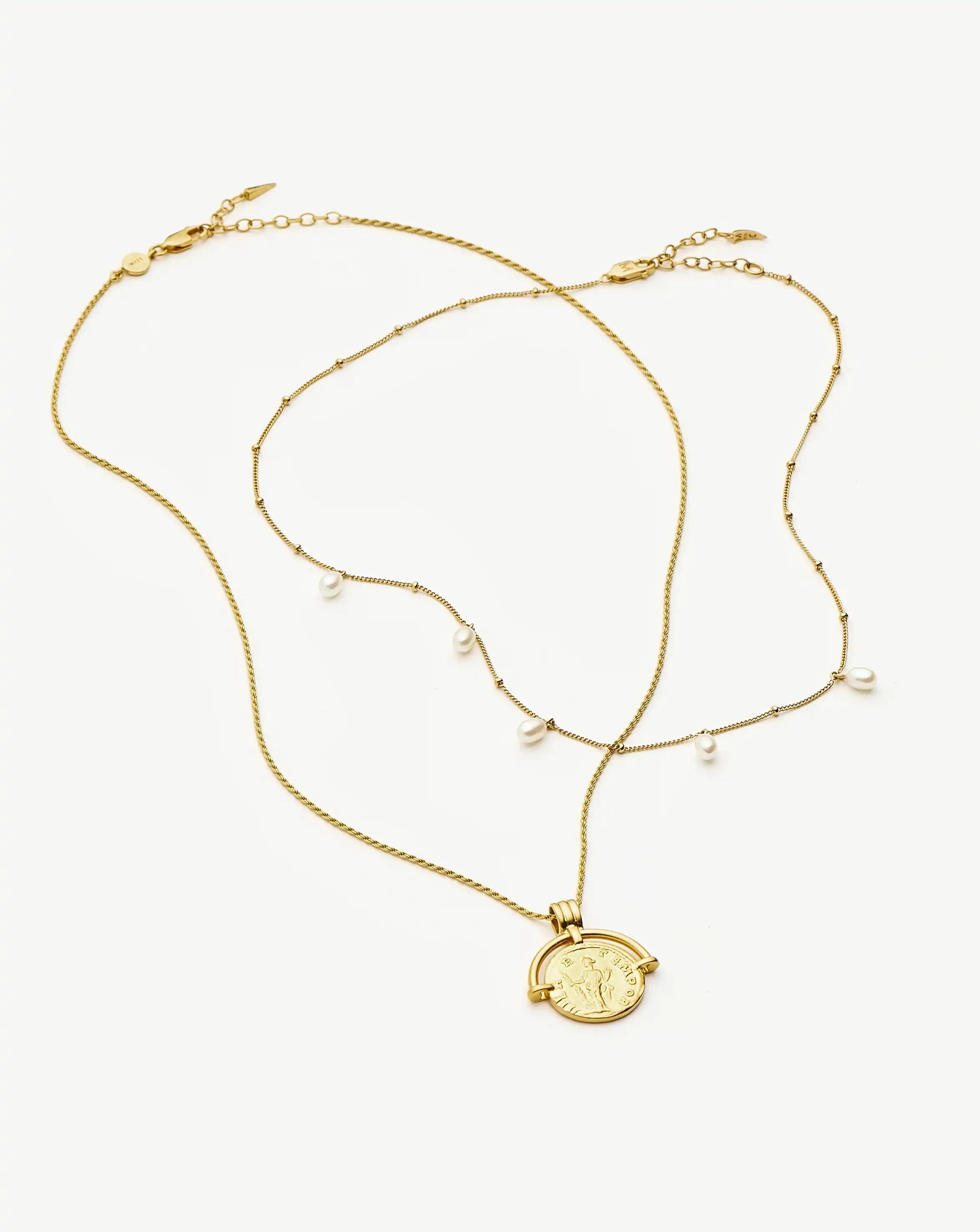 Lucy Williams Roman Arc & Pearl Necklace Set | 18ct Gold Vermeil-18ct Gold Plated/Pearl Necklaces Missoma 
