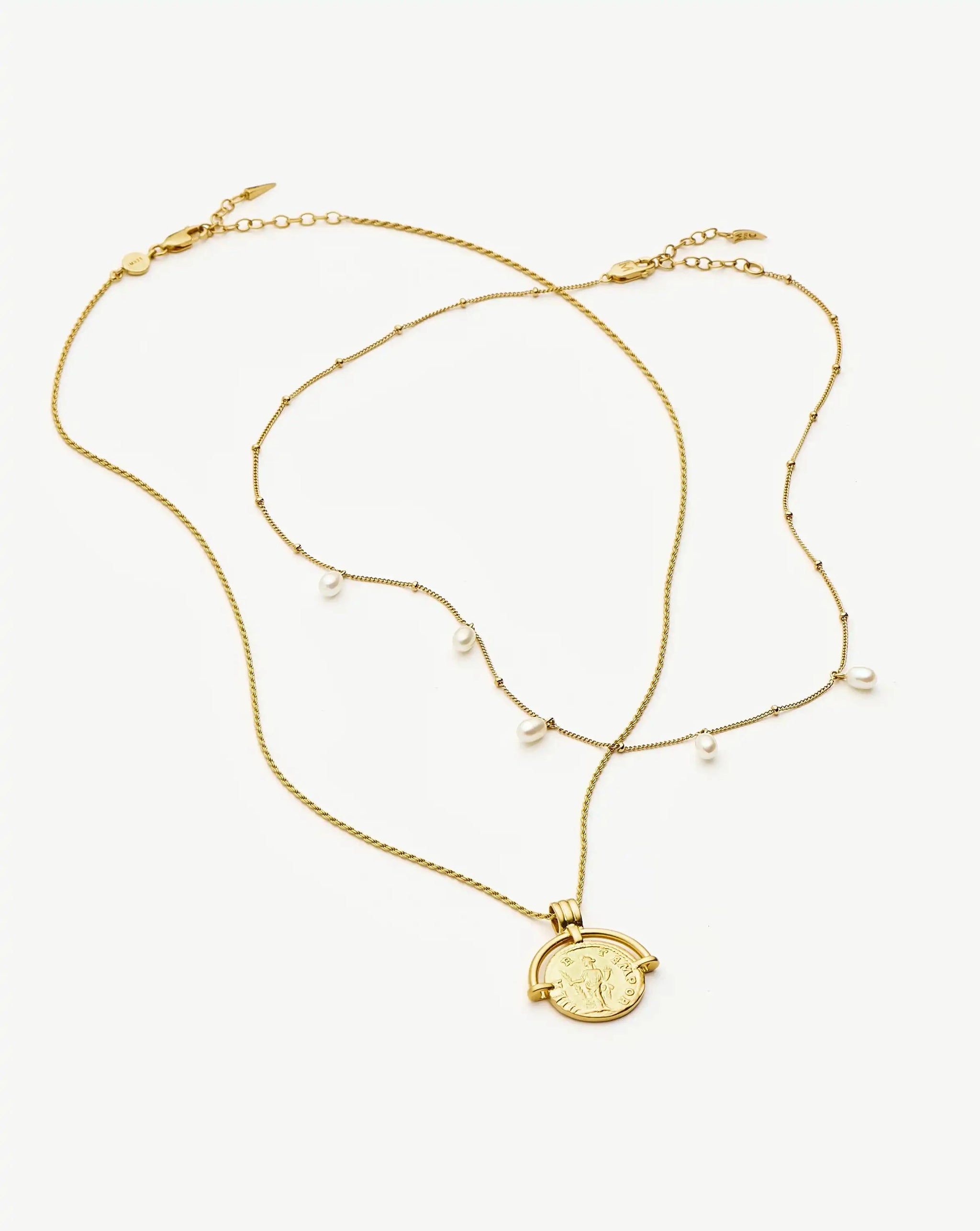 Lucy Williams Roman Arc & Pearl Necklace Set | 18ct Gold Vermeil-18ct Gold Plated/Pearl Necklaces Missoma 