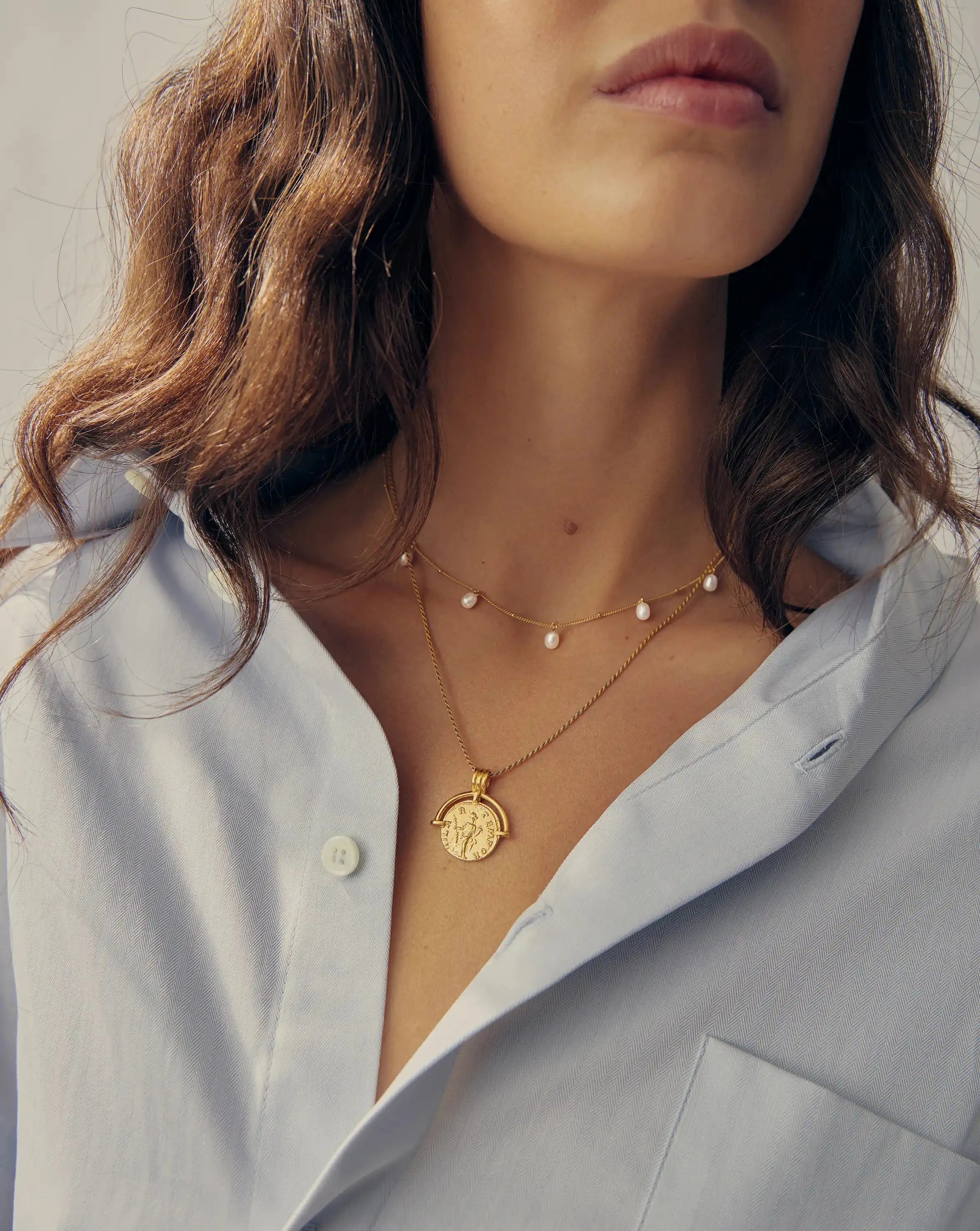 Lucy Williams Roman Arc & Pearl Necklace Set | 18ct Gold Vermeil-18ct Gold Plated/Pearl Necklaces Missoma 