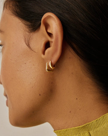 Lucy Williams Solid Gold Diamond Arco Huggies | 14ct Solid Gold/Lab Grown Diamonds Earrings Missoma 