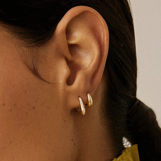 Lucy Williams Solid Gold Diamond Arco Huggies | 14ct Solid Gold/Lab Grown Diamonds Earrings Missoma 