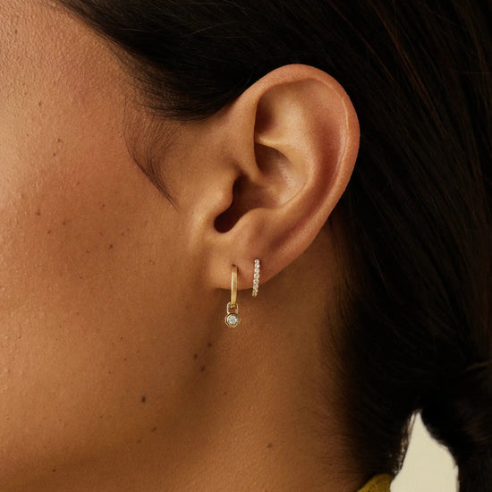 Lucy Williams Solid Gold Diamond Drop Huggies | 14ct Solid Gold/Lab Grown Diamonds Earrings Missoma 