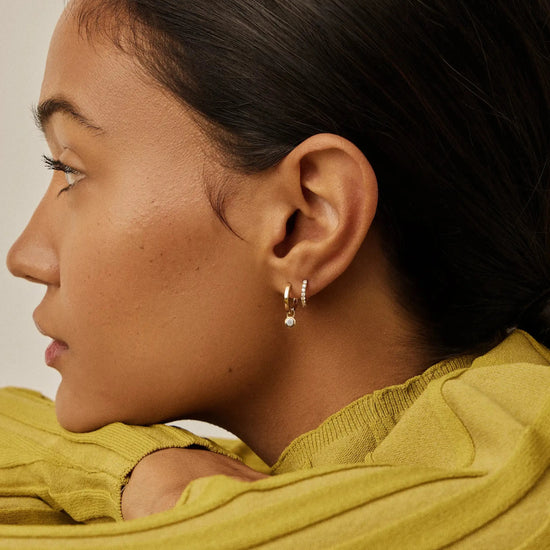 Lucy Williams Solid Gold Diamond Drop Huggies | 14ct Solid Gold/Lab Grown Diamonds Earrings Missoma 