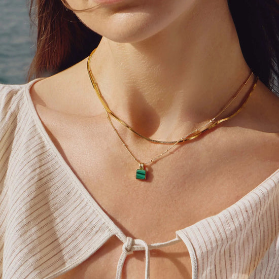 Lucy Williams Square Malachite Necklace | 18ct Gold Vermeil/Malachite Necklaces Missoma 